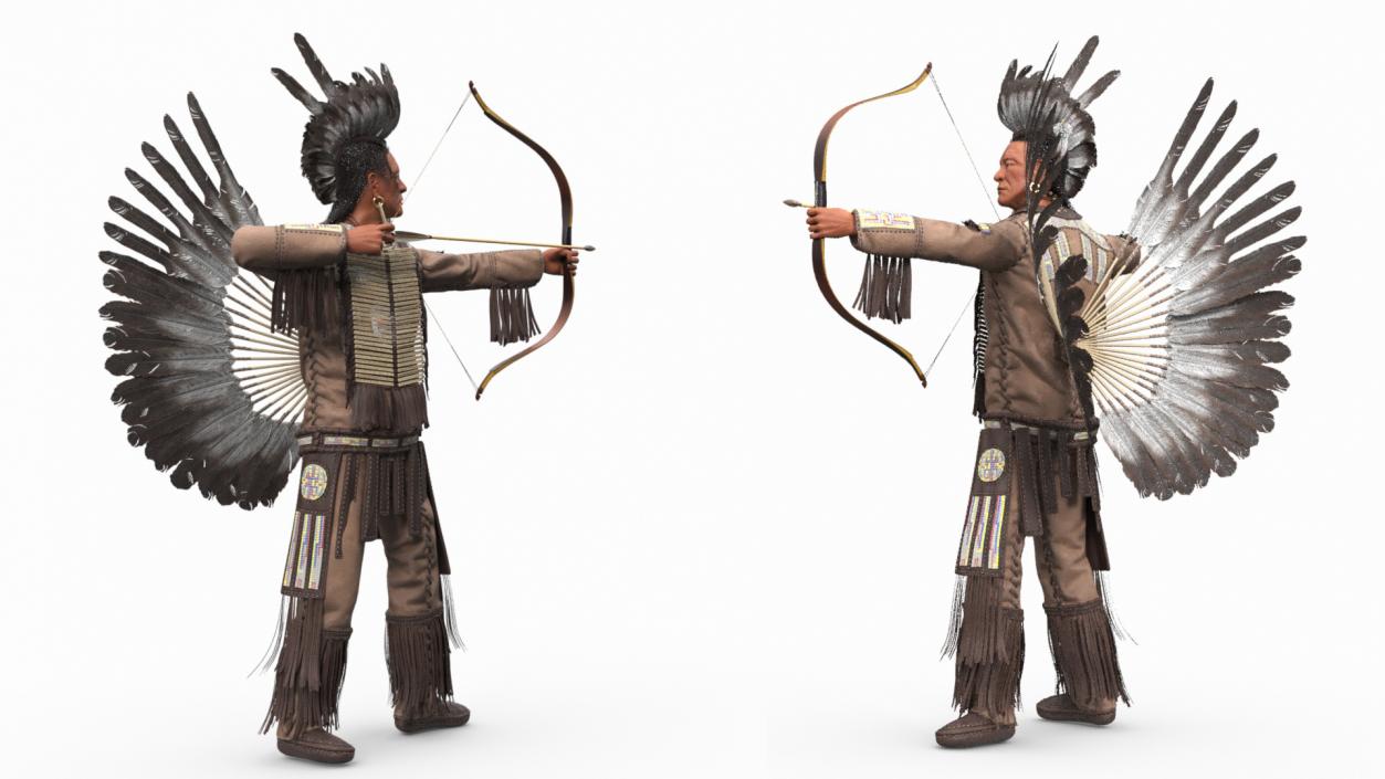 3D model Indian with Bow and Arrow