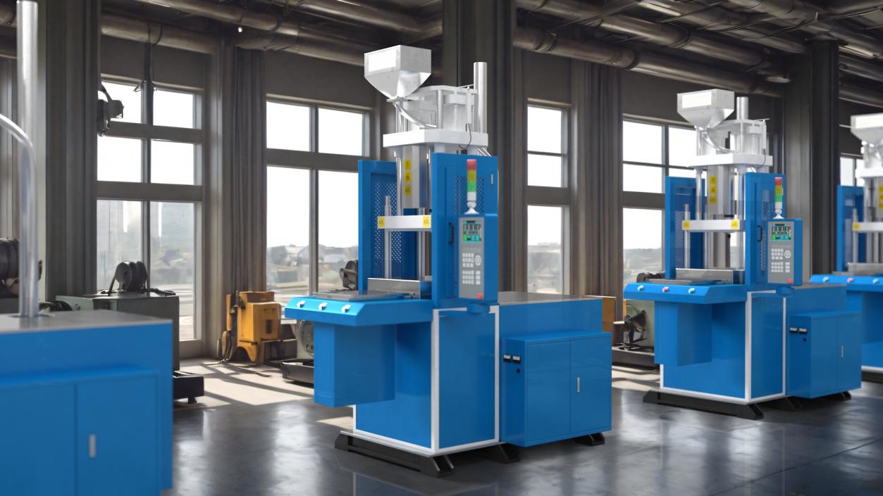 Vertical Plastic Injection Molding Machine Blue 3D