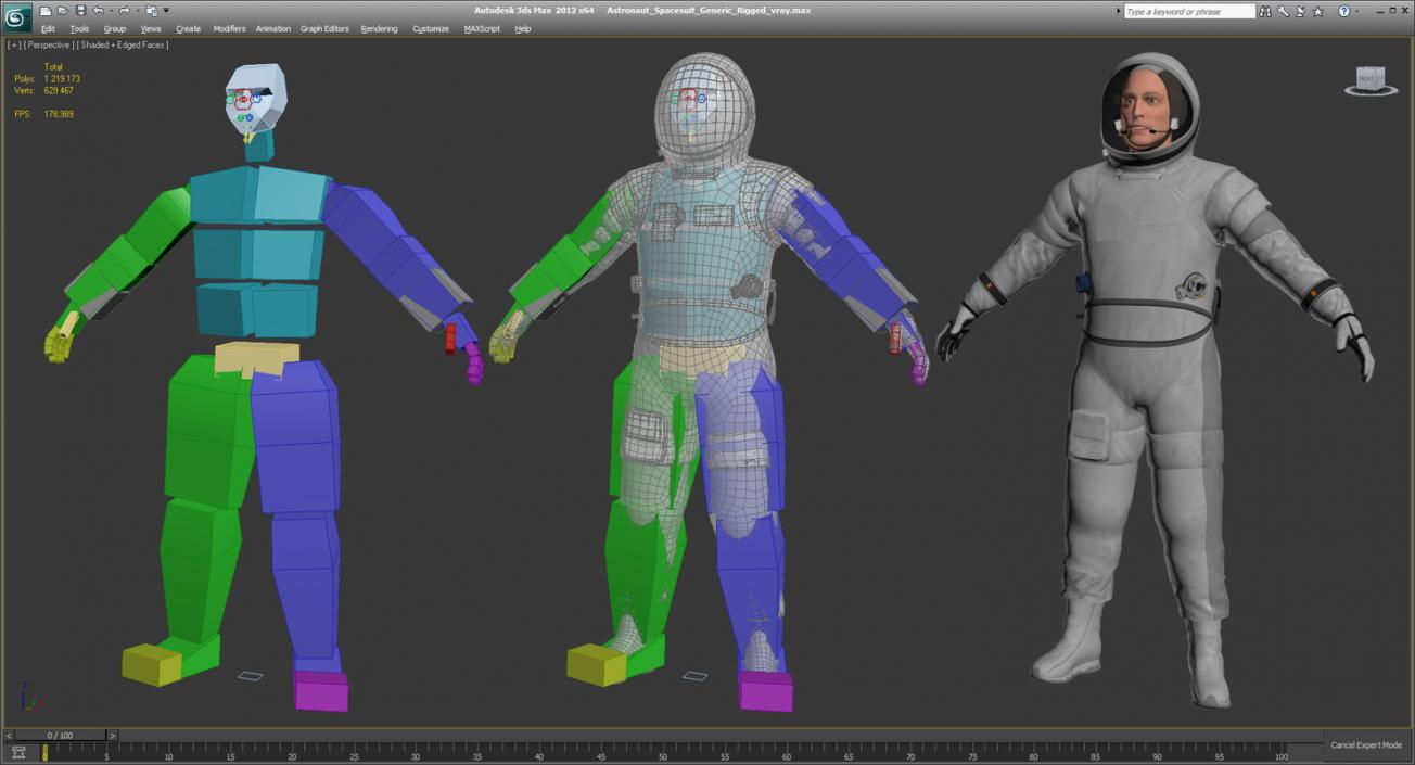 Astronaut Spacesuit Generic Rigged 3D model