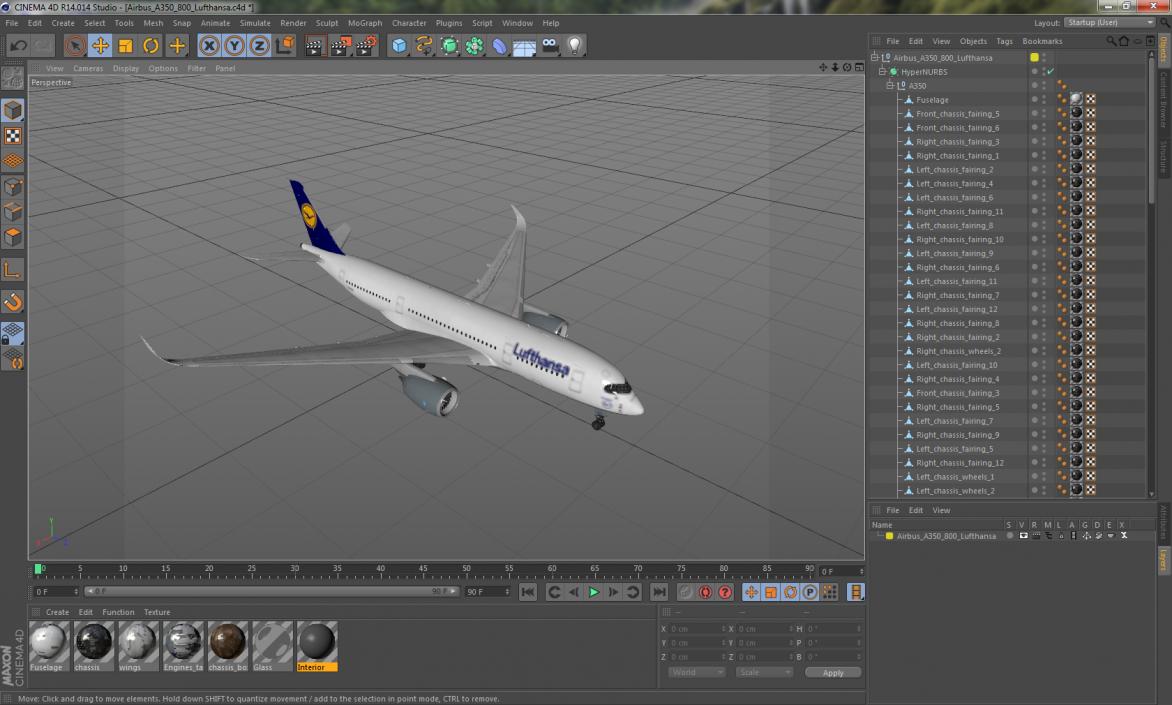 3D model Airbus A350-800 Lufthansa