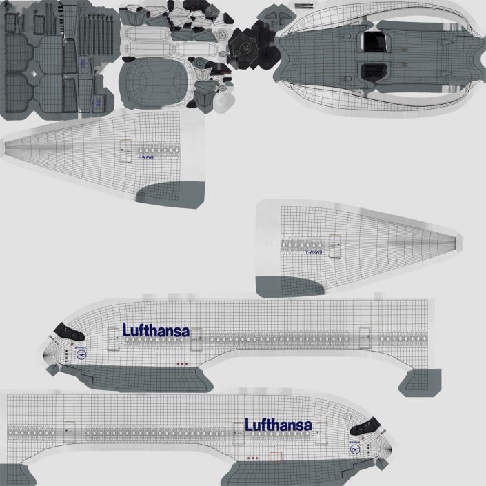 3D model Airbus A350-800 Lufthansa