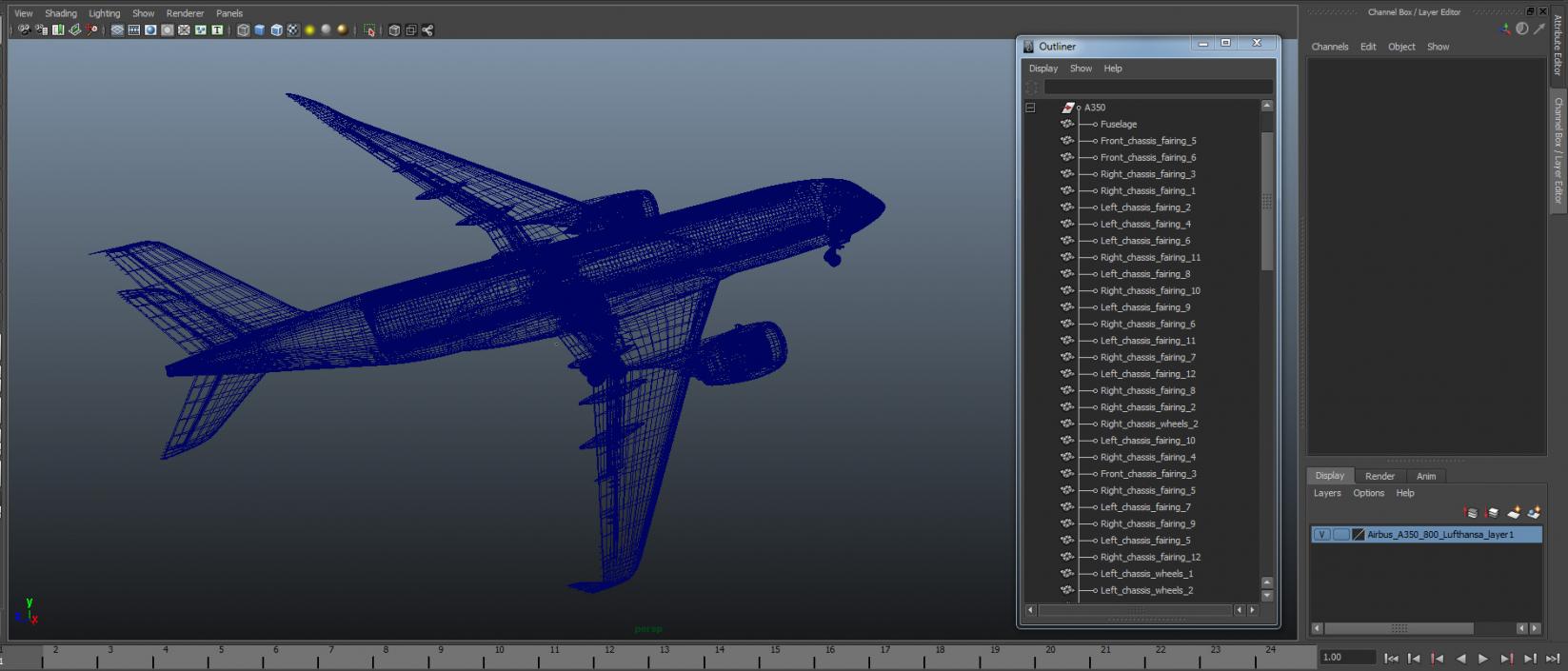 3D model Airbus A350-800 Lufthansa