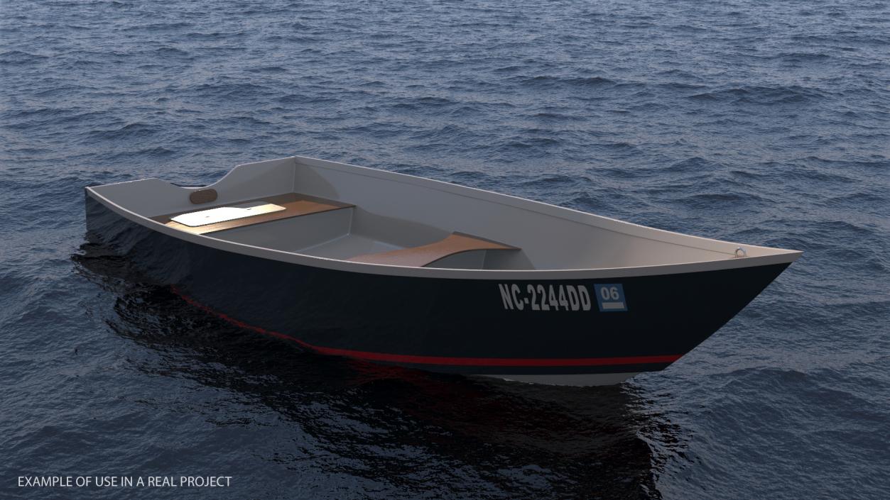 Small Aluminum Fishing Boat 3D