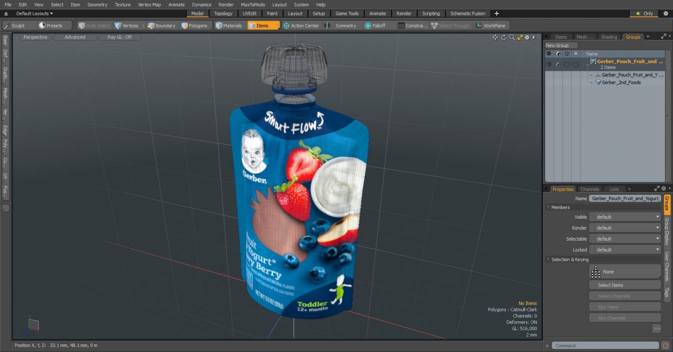 3D model Gerber Pouch Fruit and Yogurt Very Berry