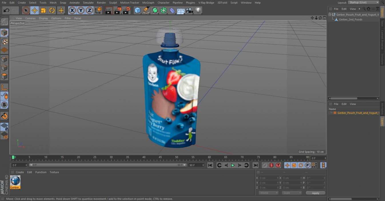 3D model Gerber Pouch Fruit and Yogurt Very Berry