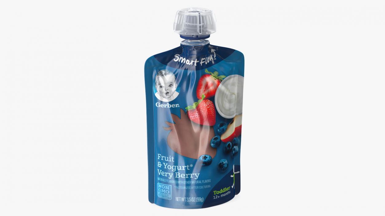 3D model Gerber Pouch Fruit and Yogurt Very Berry