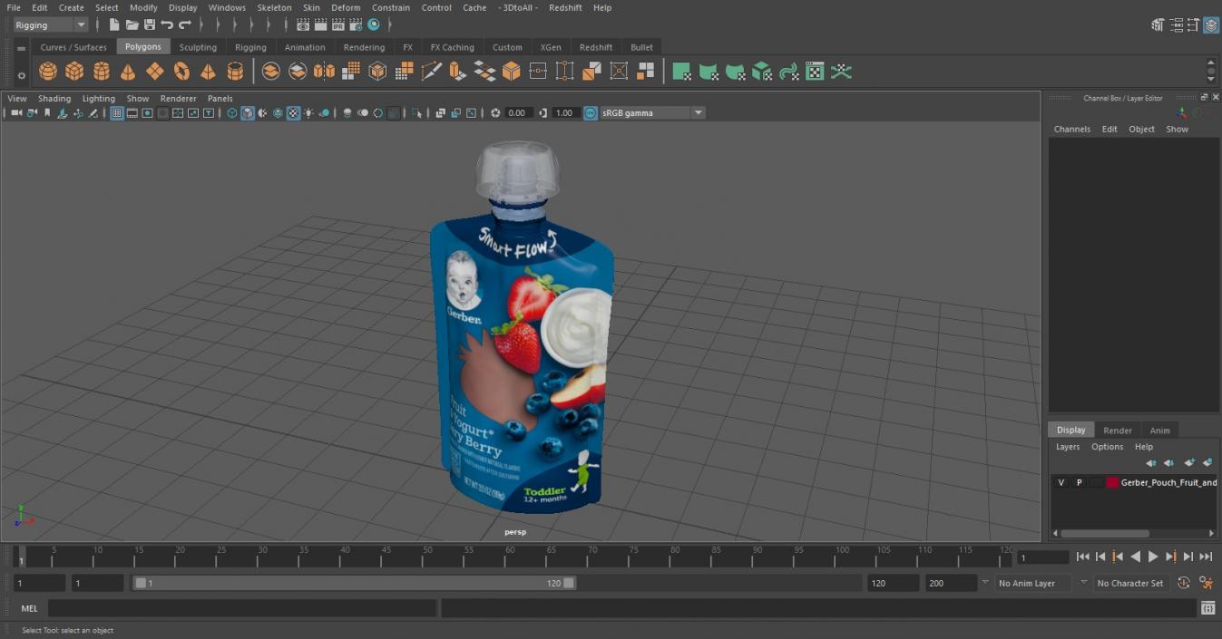 3D model Gerber Pouch Fruit and Yogurt Very Berry