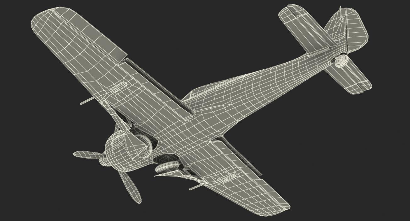 German WWII Fighter Aircraft FW 190 Rigged 3D