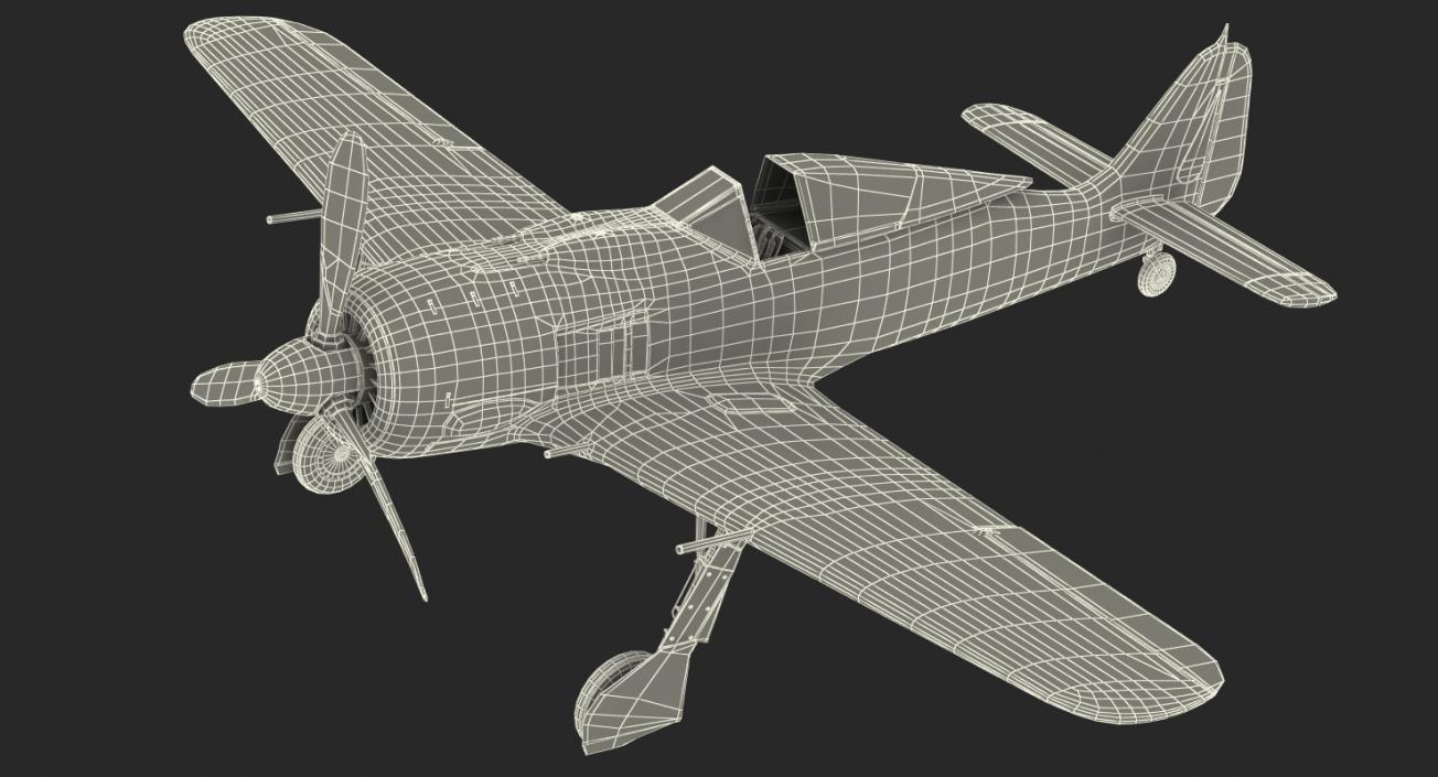 German WWII Fighter Aircraft FW 190 Rigged 3D