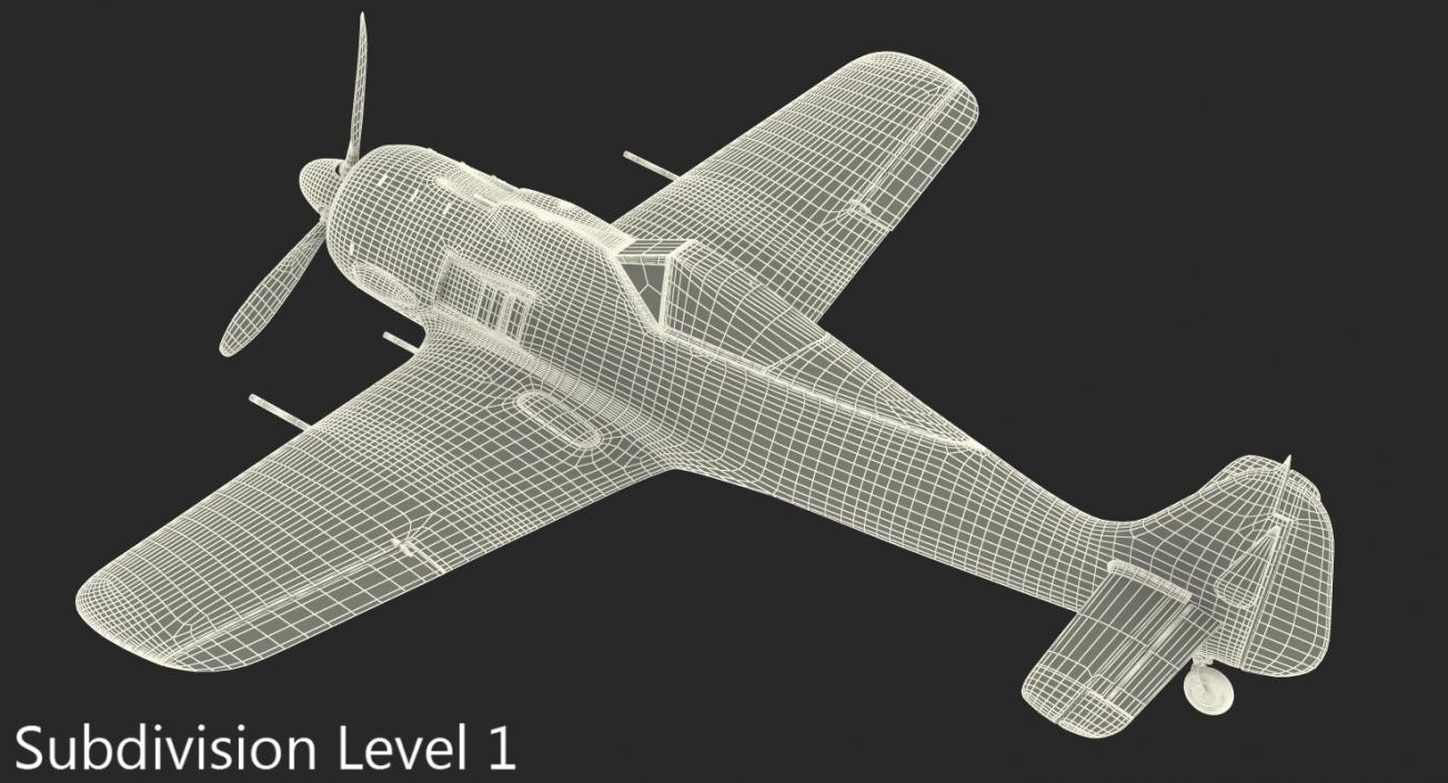 German WWII Fighter Aircraft FW 190 Rigged 3D