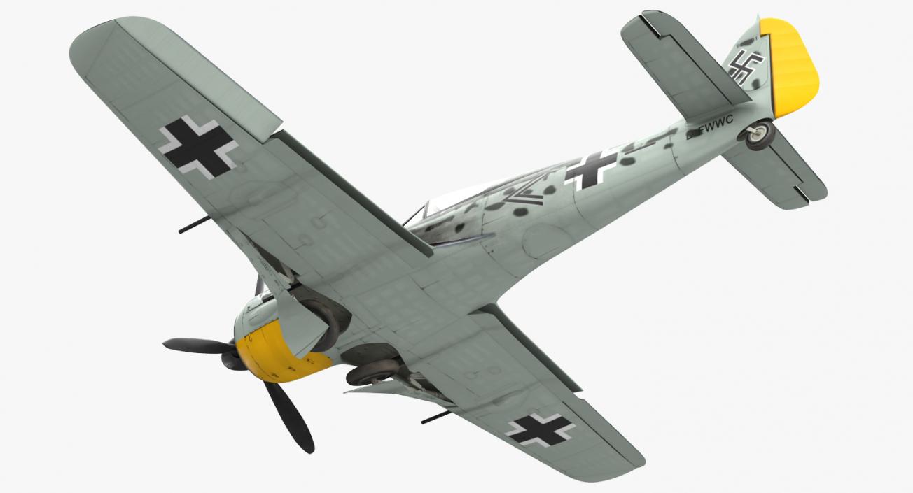 German WWII Fighter Aircraft FW 190 Rigged 3D