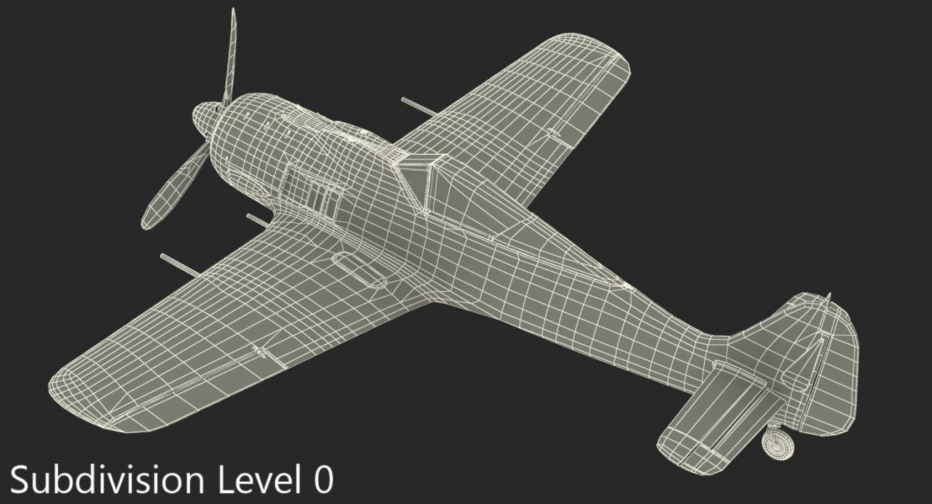 German WWII Fighter Aircraft FW 190 Rigged 3D