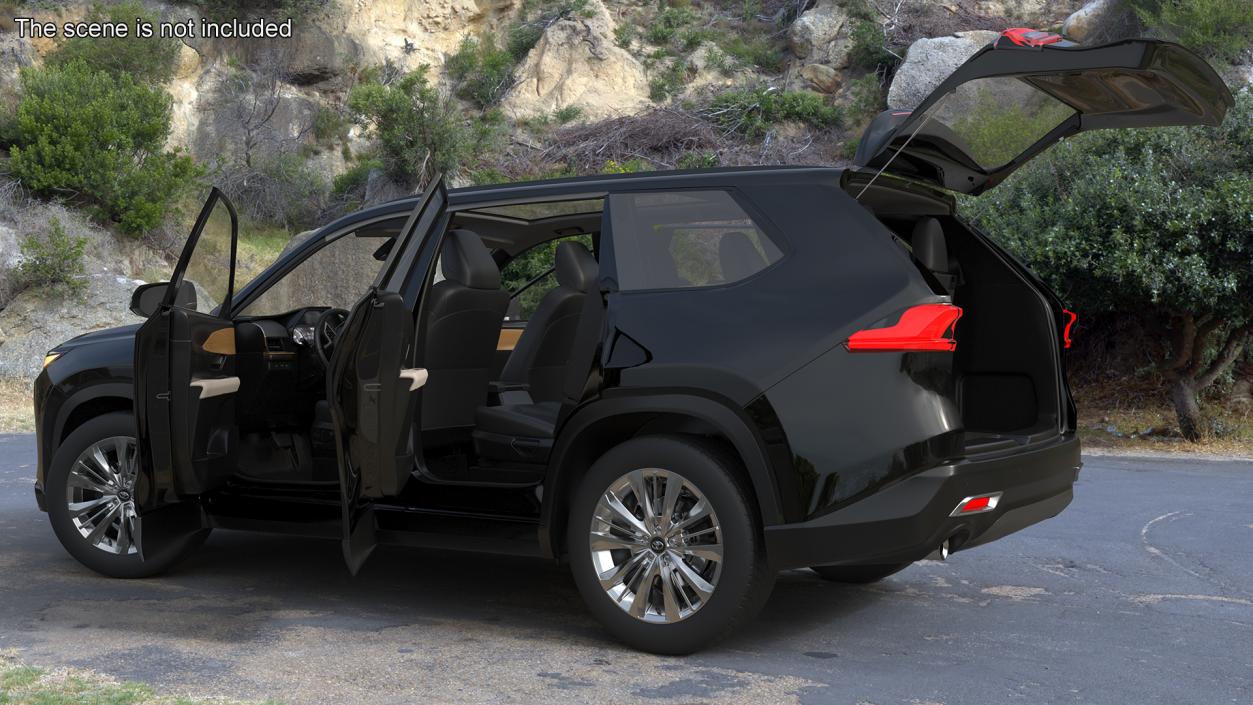 3D Toyota Grand Highlander 2024 Black Rigged