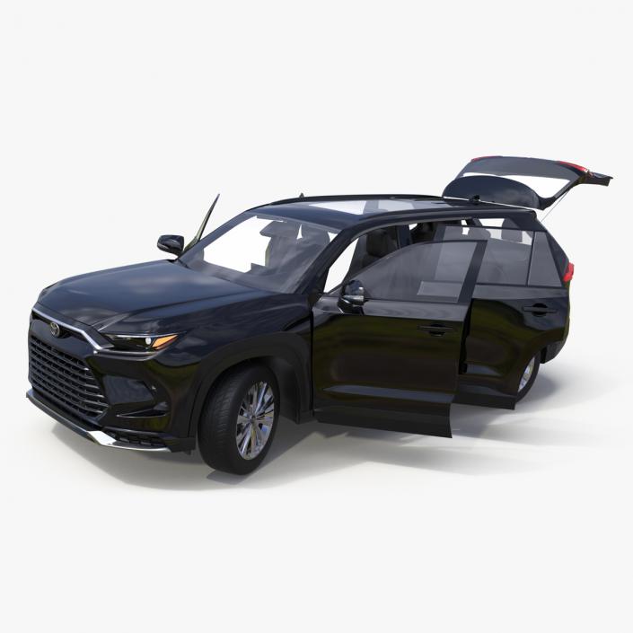 3D Toyota Grand Highlander 2024 Black Rigged