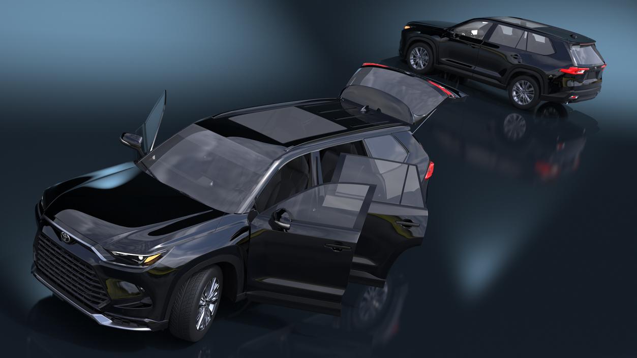 3D Toyota Grand Highlander 2024 Black Rigged