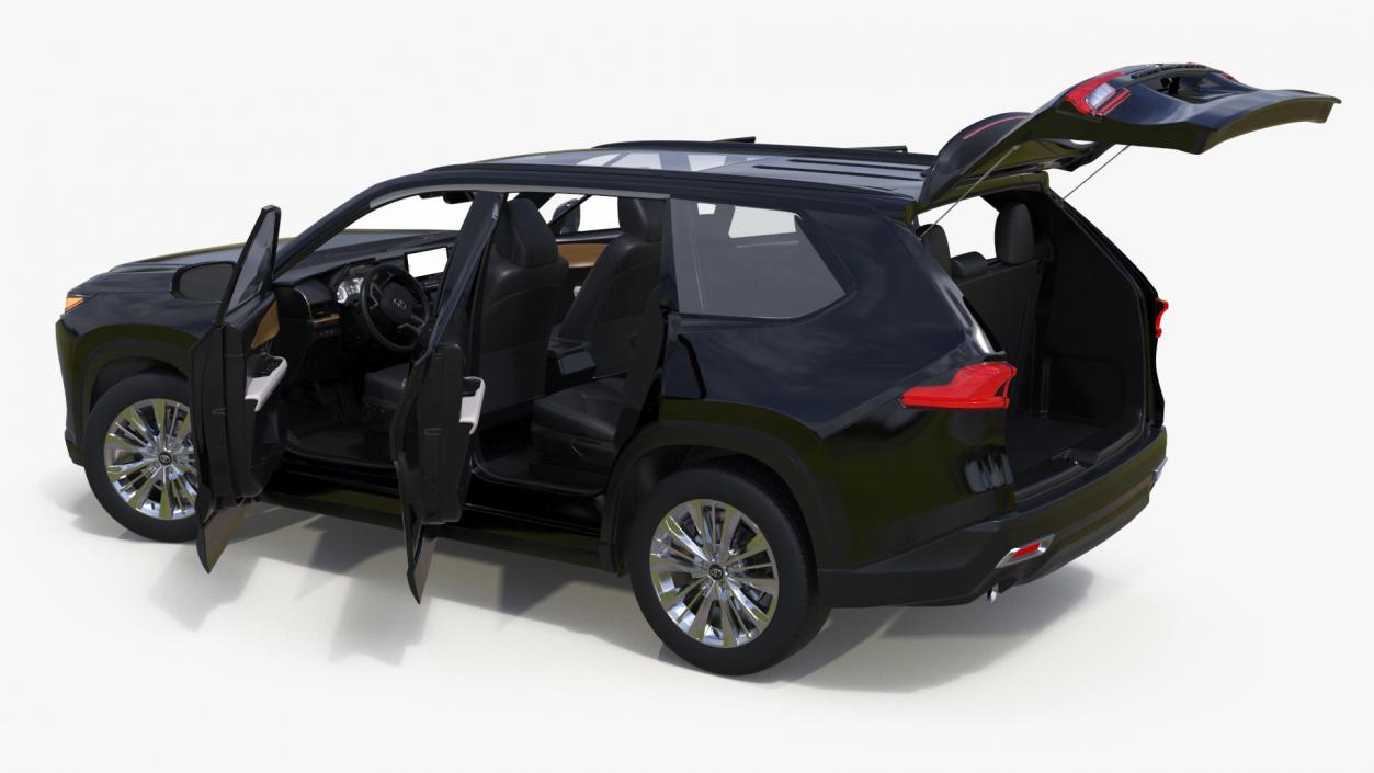 3D Toyota Grand Highlander 2024 Black Rigged