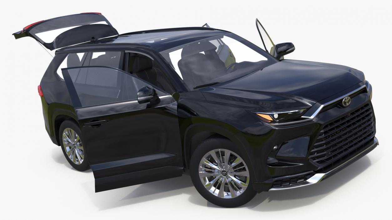 3D Toyota Grand Highlander 2024 Black Rigged