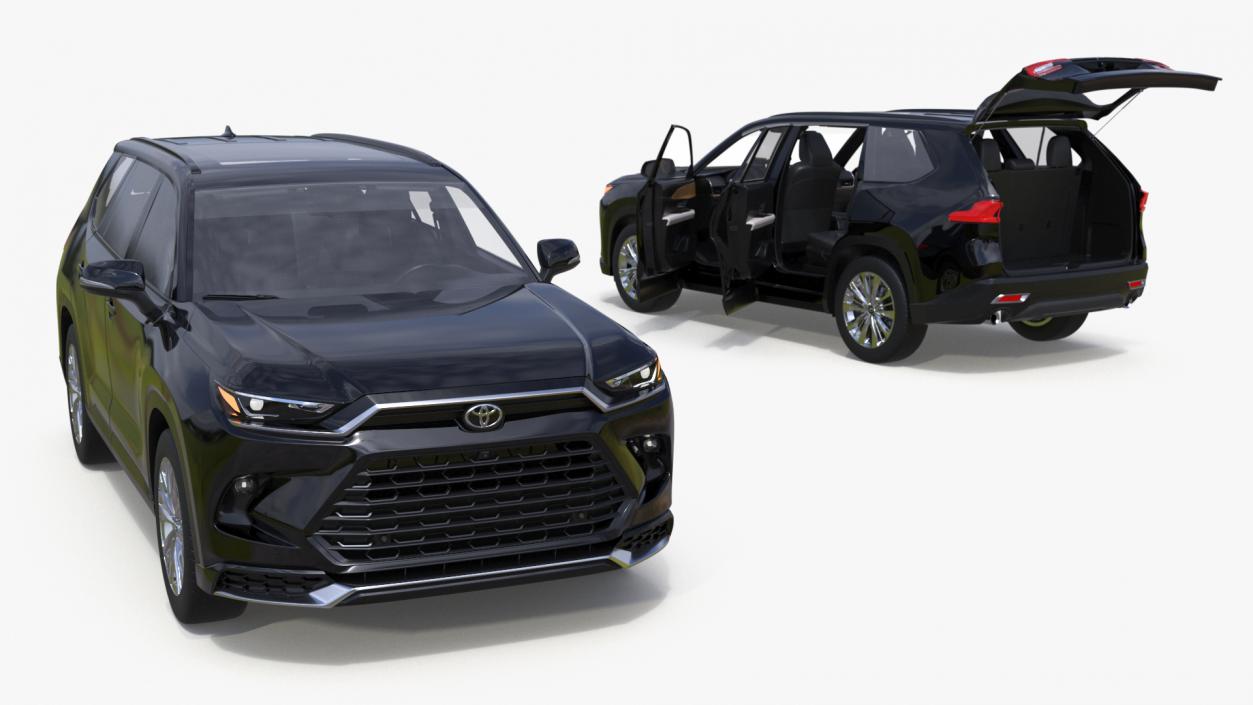 3D Toyota Grand Highlander 2024 Black Rigged