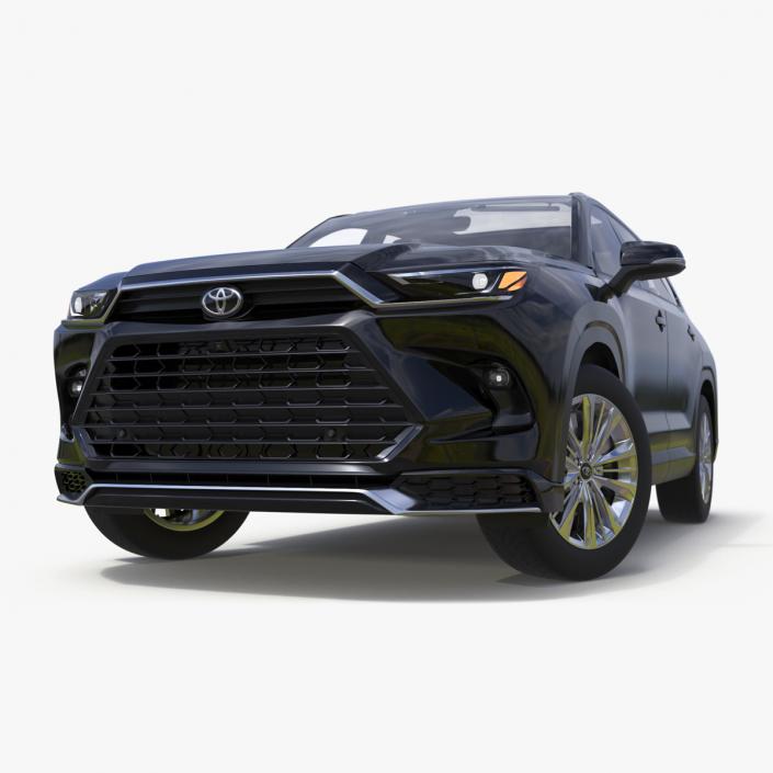 3D Toyota Grand Highlander 2024 Black Rigged