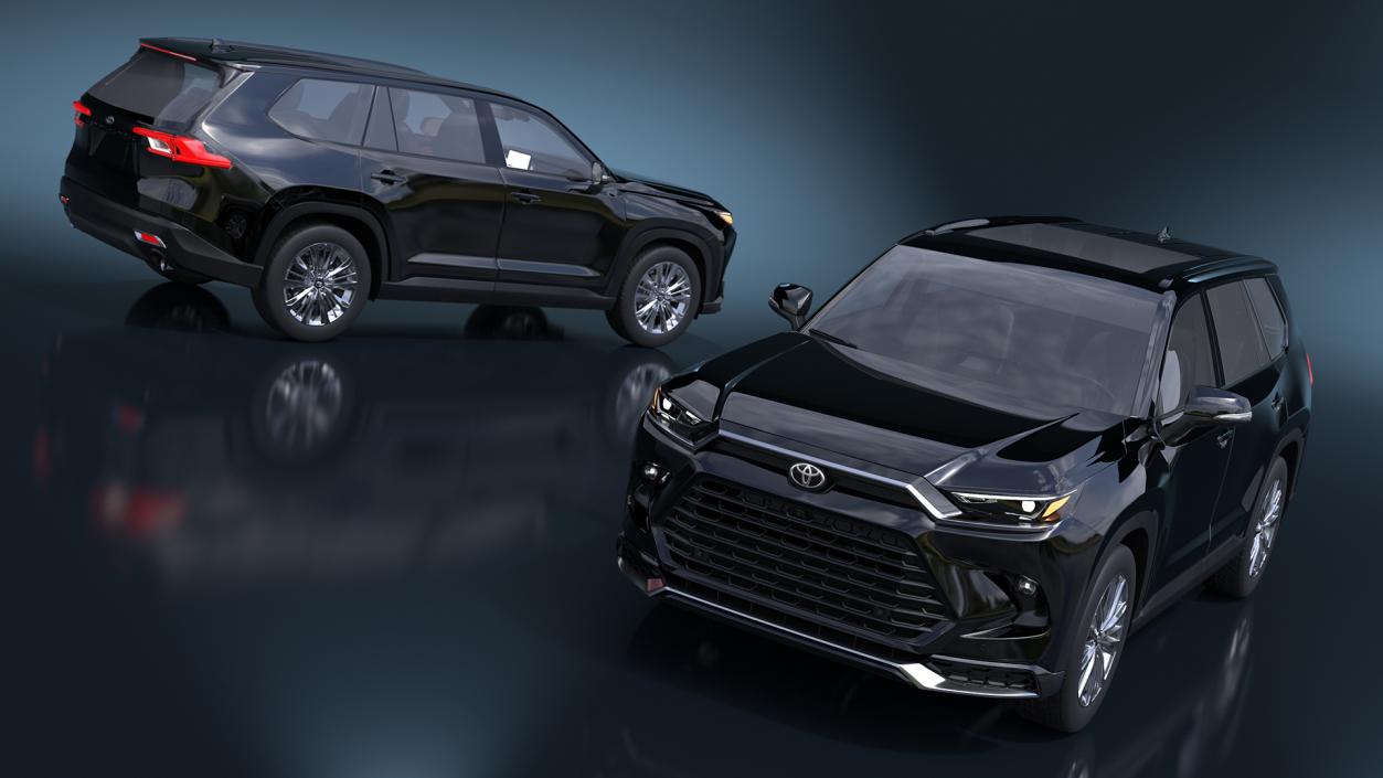 3D Toyota Grand Highlander 2024 Black Rigged