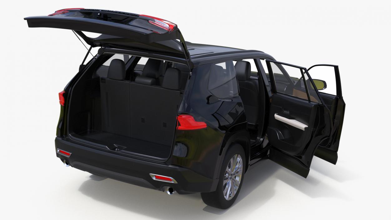 3D Toyota Grand Highlander 2024 Black Rigged