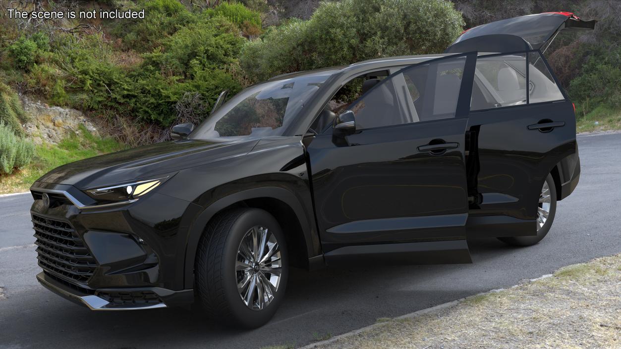 3D Toyota Grand Highlander 2024 Black Rigged