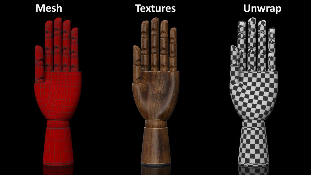 3D model Dark Wood Hand Rigged for Maya