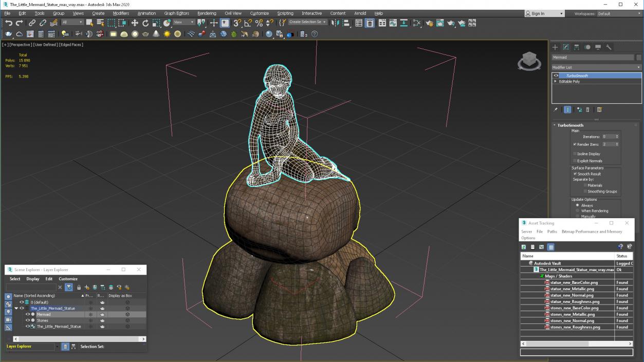 3D model The Little Mermaid Statue