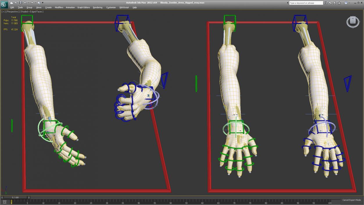 3D model Bloody Zombie Arms Rigged