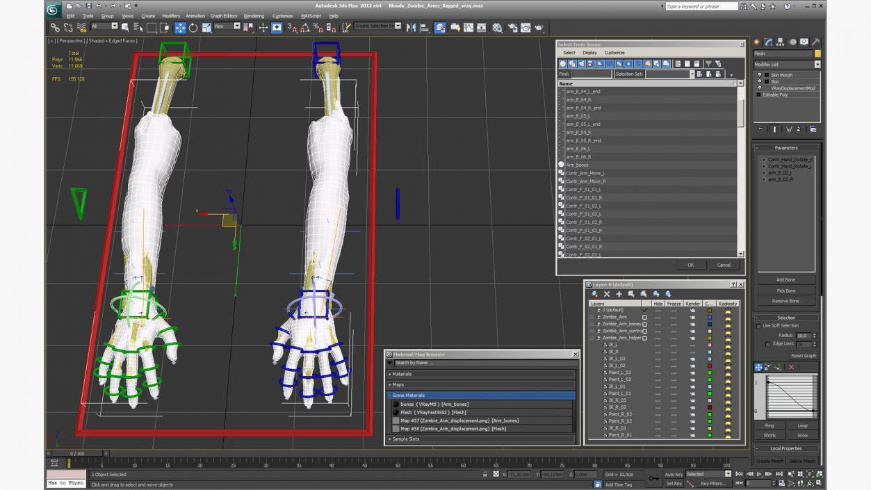 3D model Bloody Zombie Arms Rigged