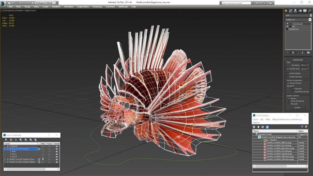 3D Clearfin Lionfish Rigged for Modo model