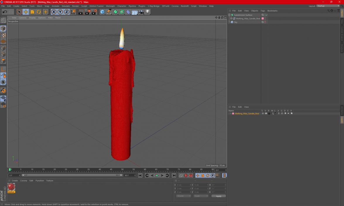 Melting Wax Candle Red 3D