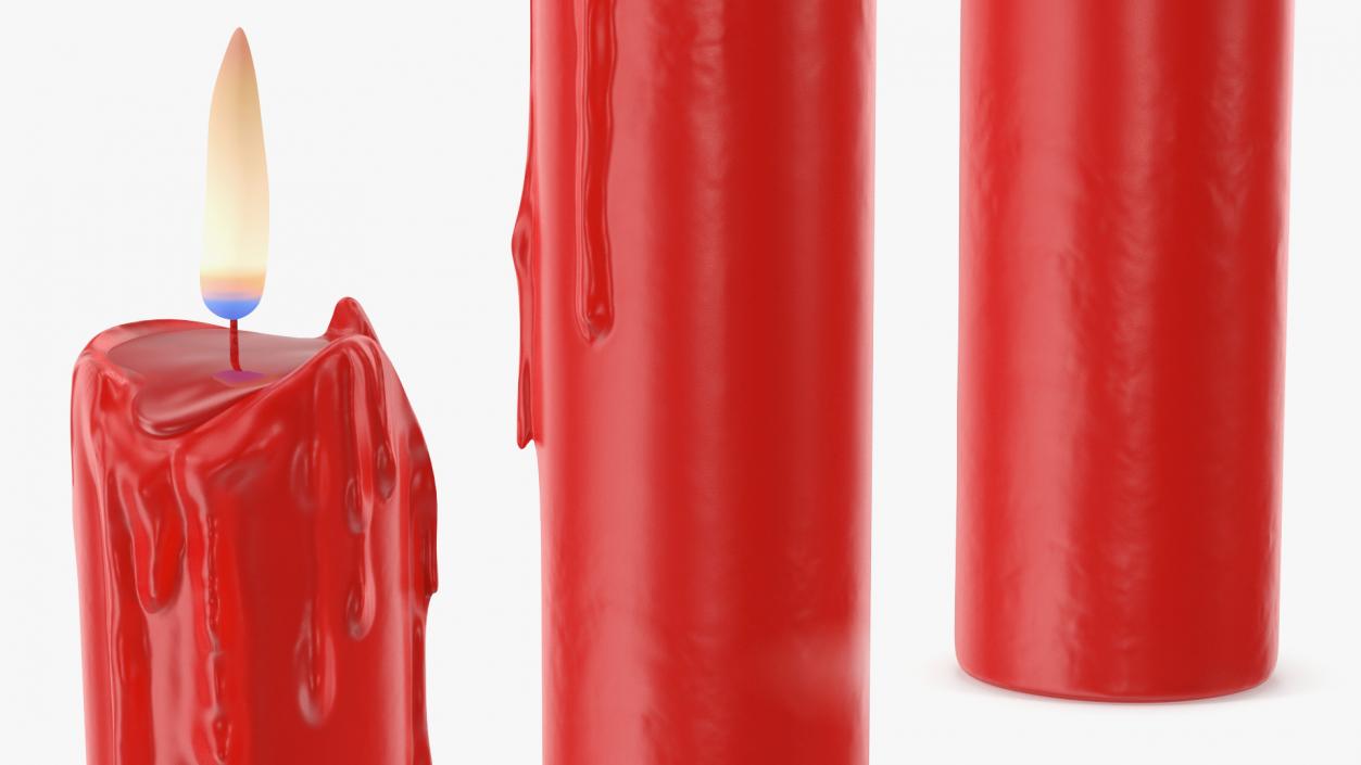 Melting Wax Candle Red 3D