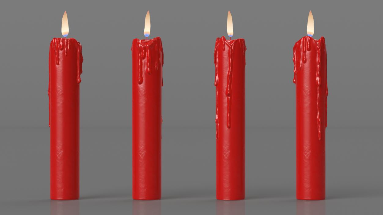 Melting Wax Candle Red 3D