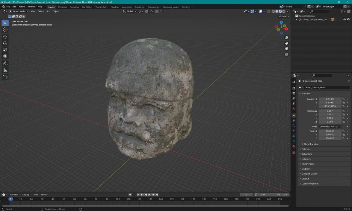 3D Olmec Colossal Head Old model