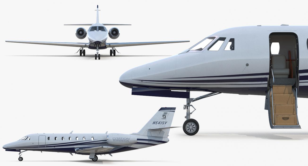 3D Cessna 680 Citation Sovereign Rigged