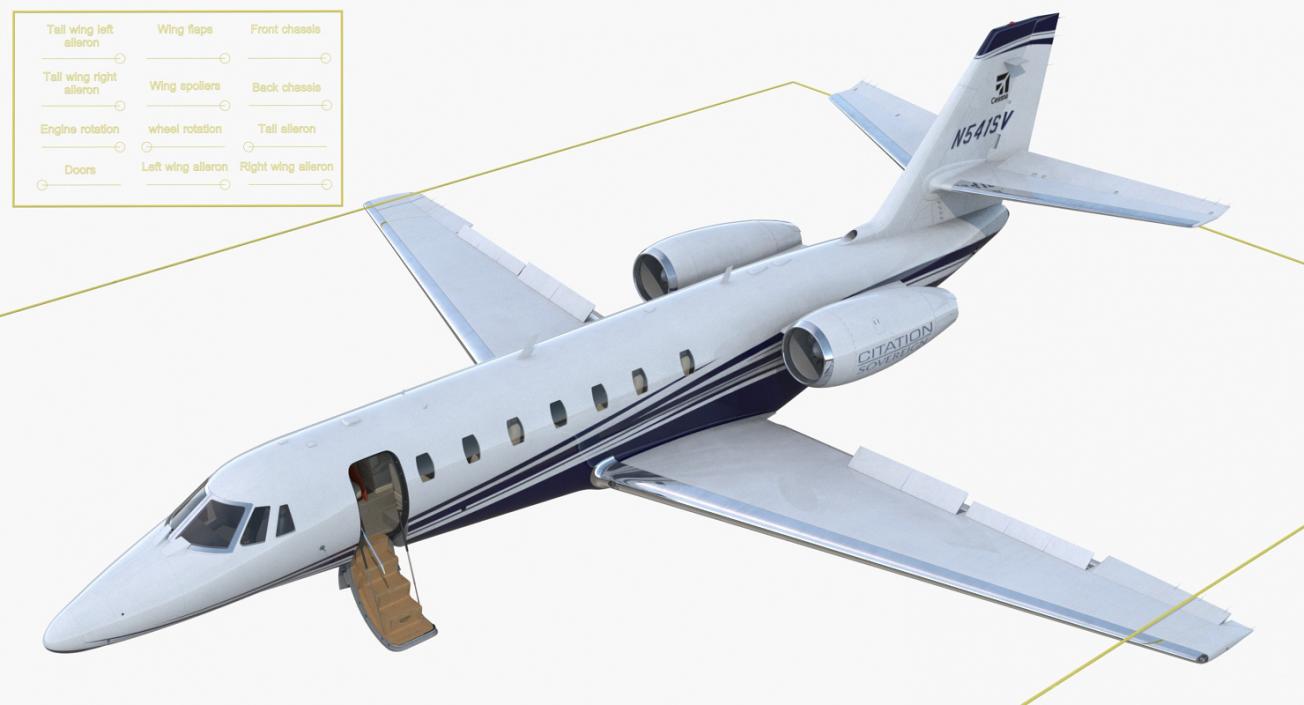 3D Cessna 680 Citation Sovereign Rigged