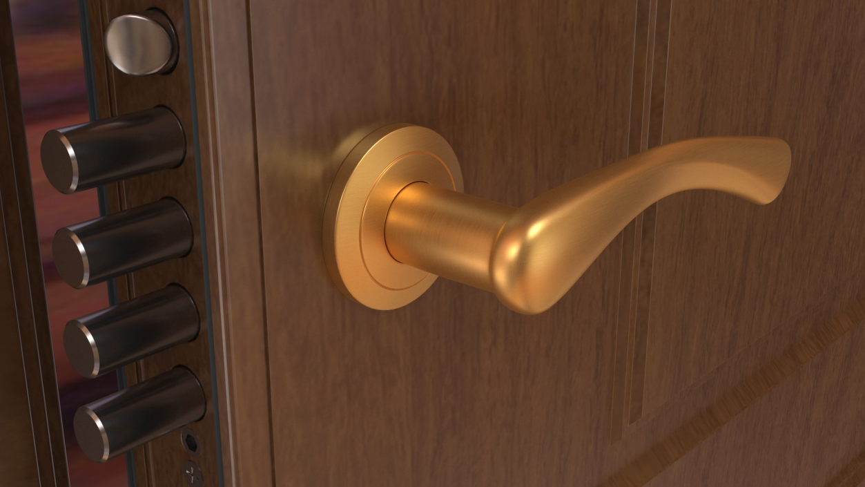 3D Gold Arc Door Handles