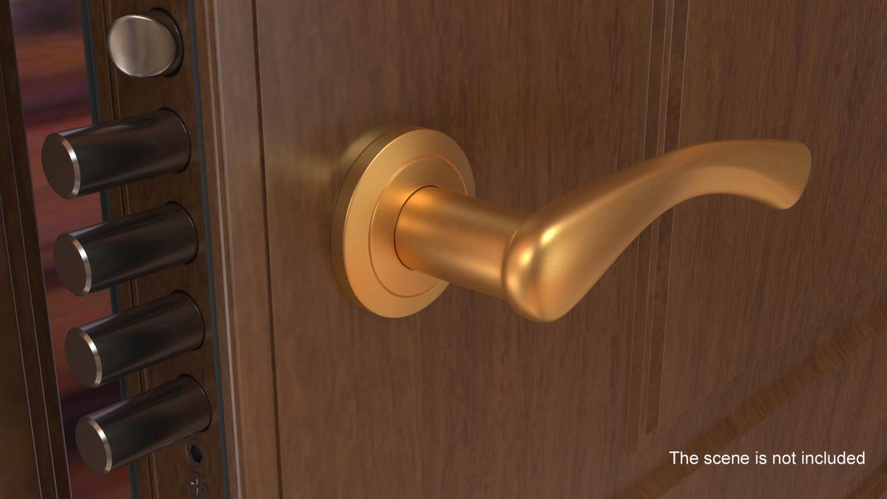 3D Gold Arc Door Handles