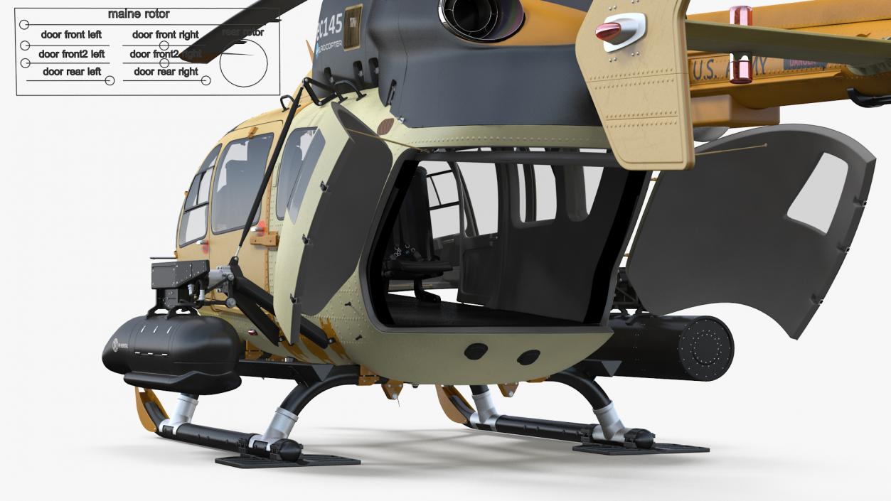 3D model Armed Aerial Scout 72X Helicopter Rigged