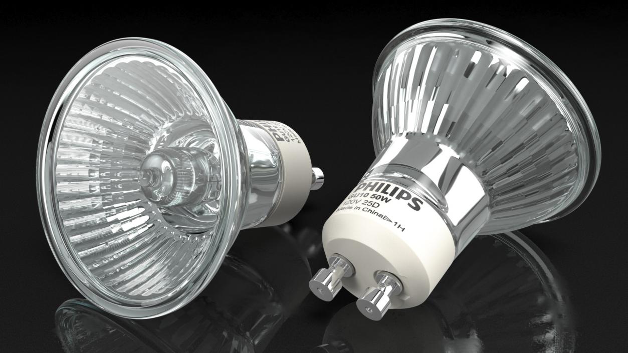 3D model Philips GU10 50W Halogen Light Bulb