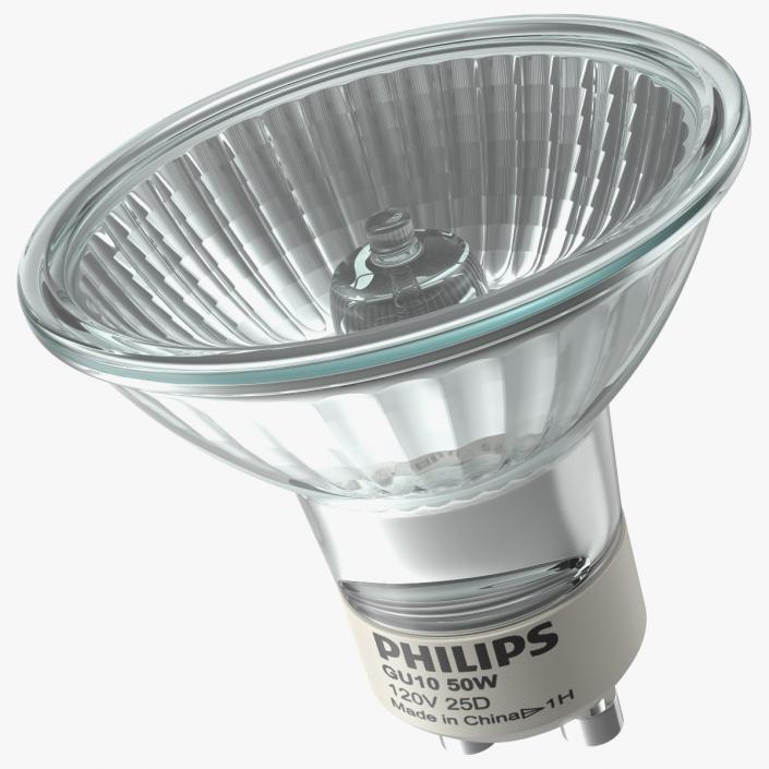 3D model Philips GU10 50W Halogen Light Bulb