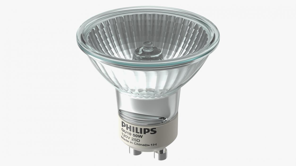 3D model Philips GU10 50W Halogen Light Bulb