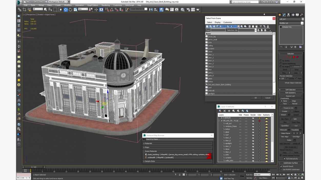 Old and Classic Bank Building 3D model