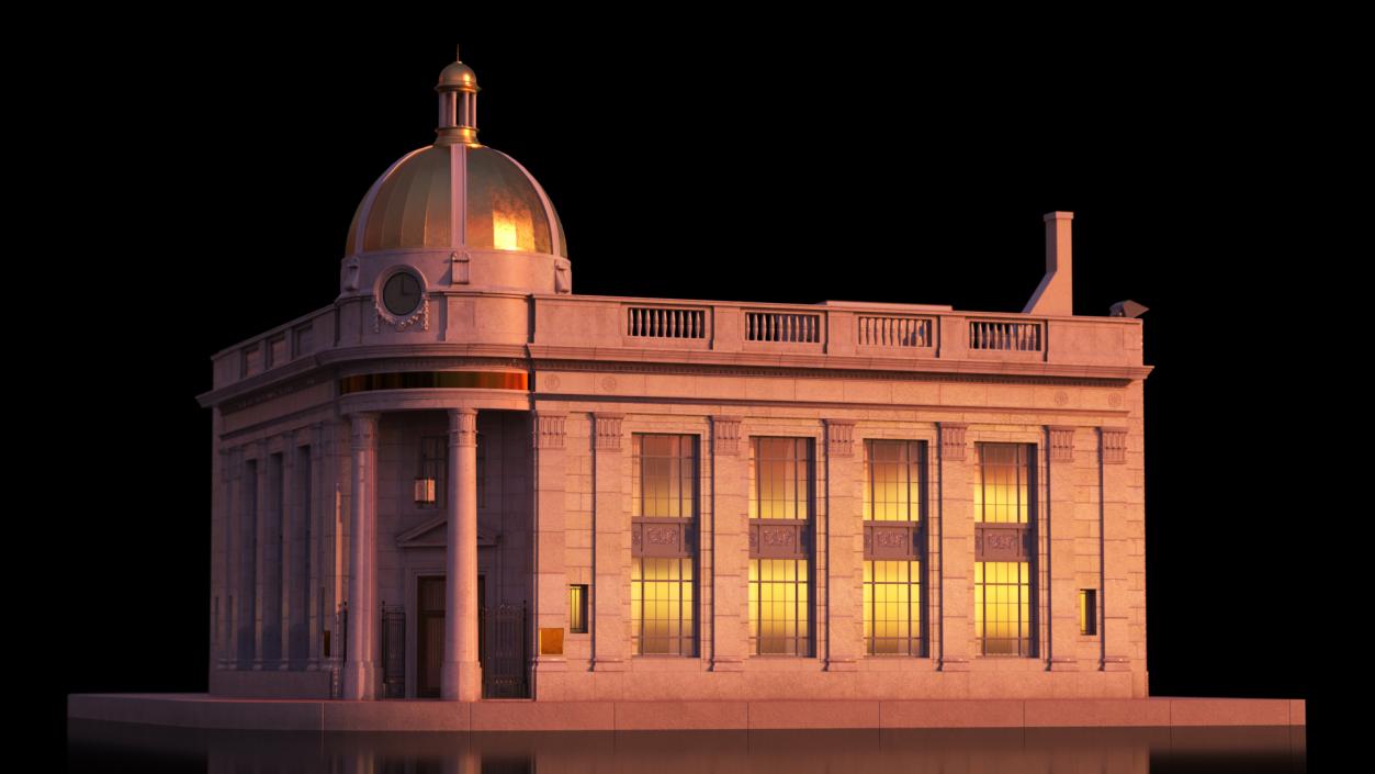 Old and Classic Bank Building 3D model