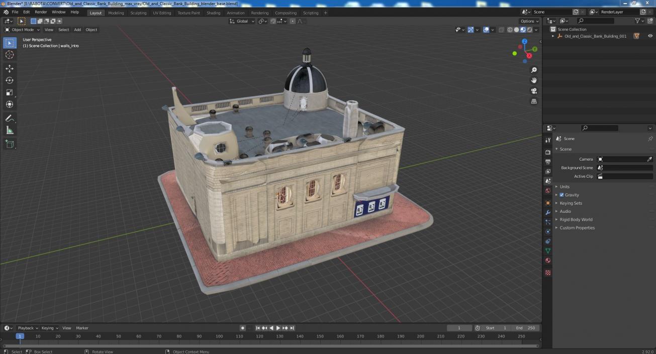 Old and Classic Bank Building 3D model