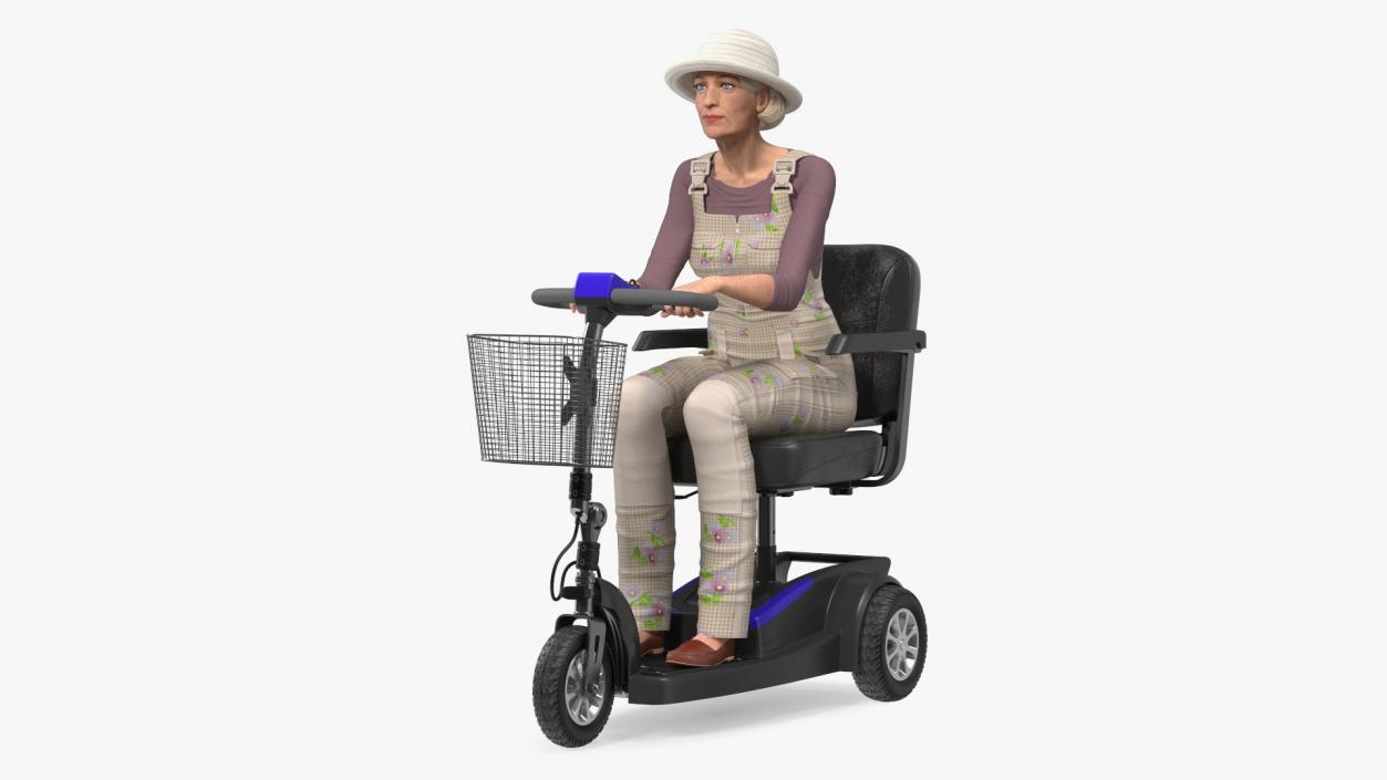 3D Elderly Woman on Electric Wheelchair Rigged model