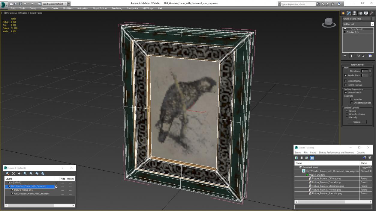 3D model Old Wooden Frame with Ornament