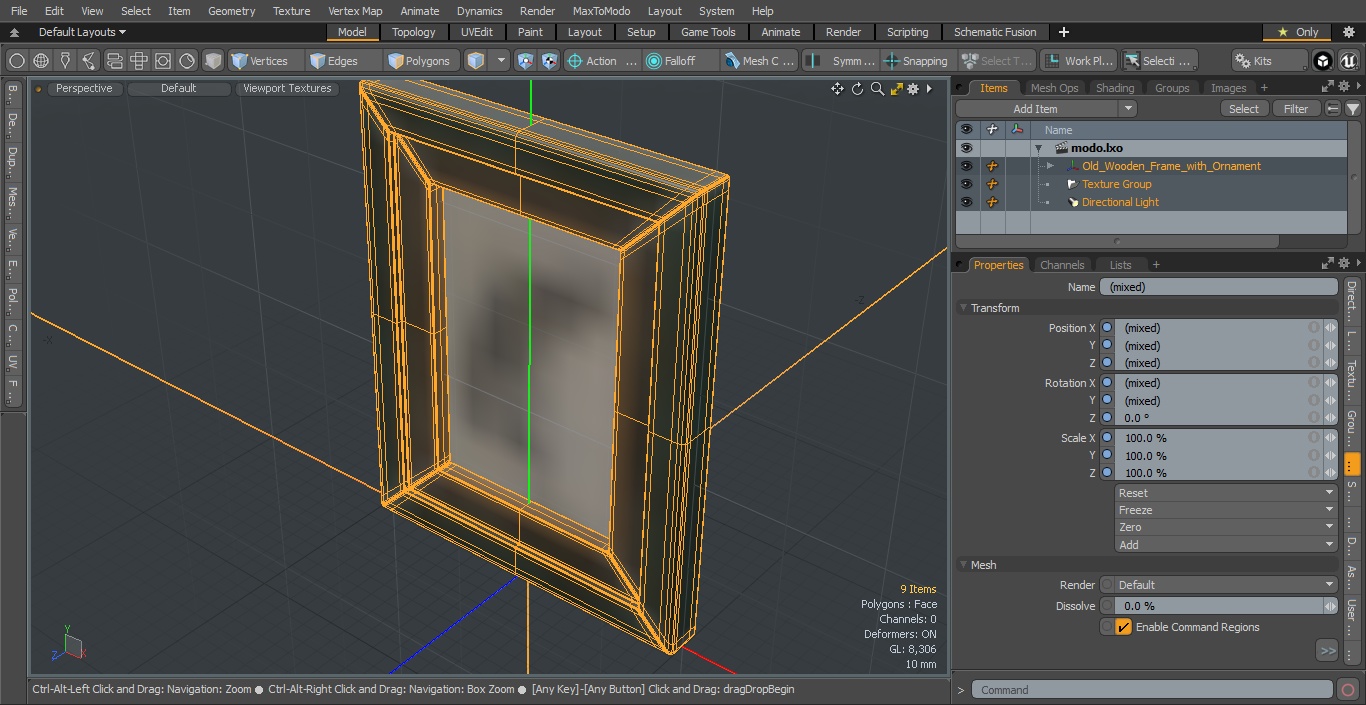 3D model Old Wooden Frame with Ornament