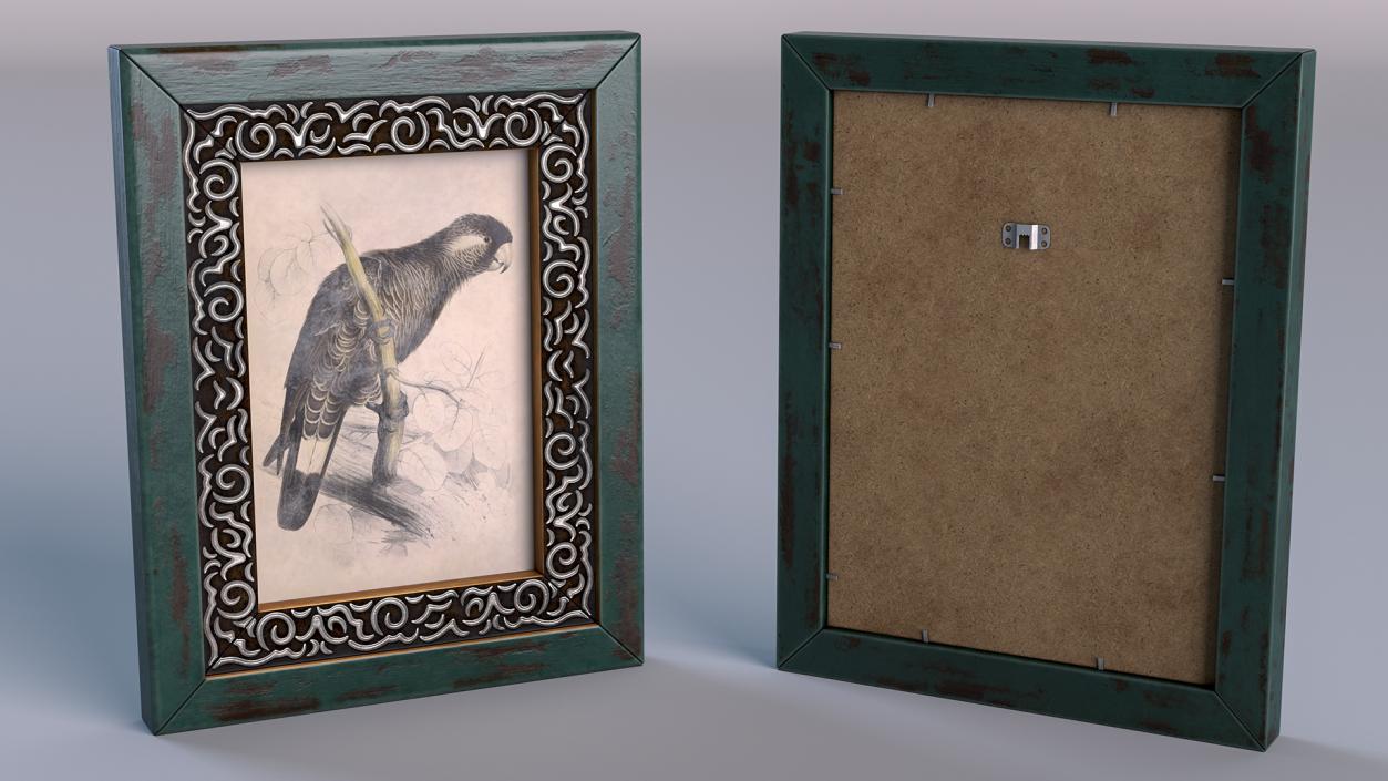 3D model Old Wooden Frame with Ornament